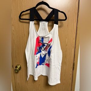 Livi Active White Tank Top with Black and Pink Accents